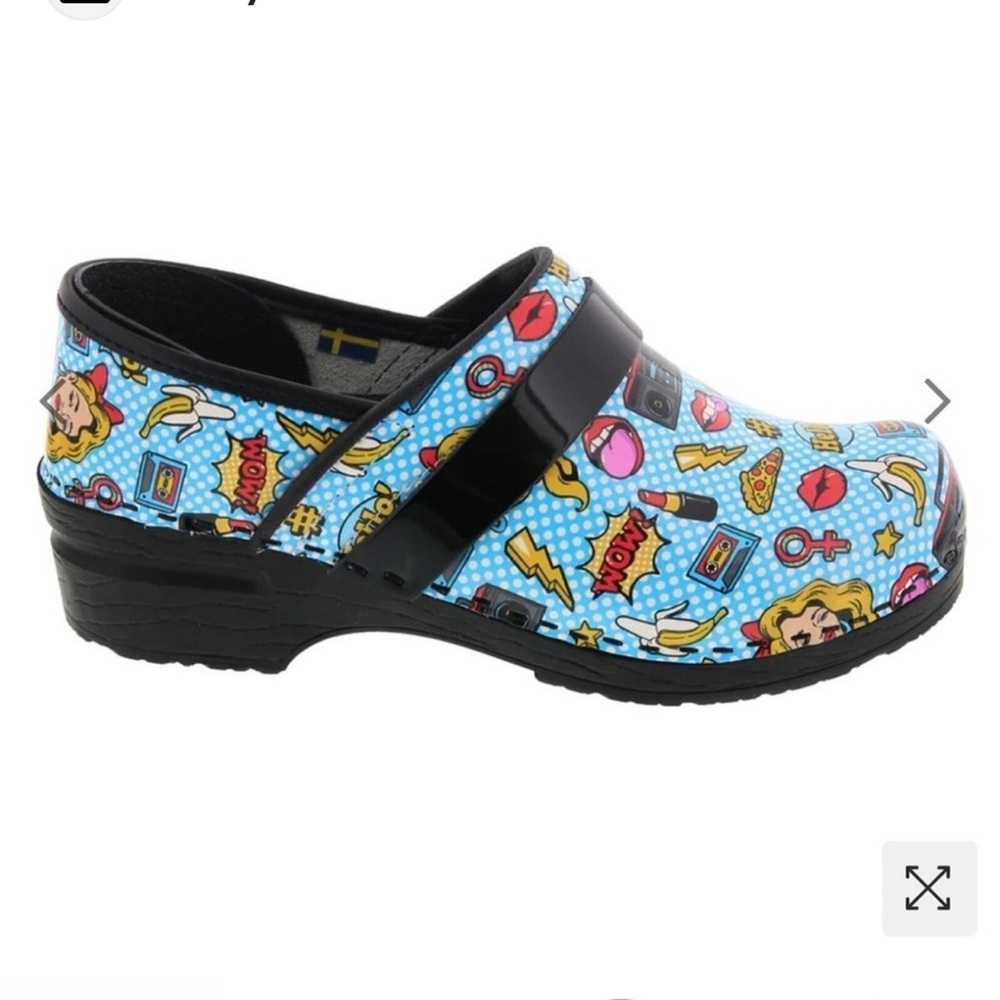 Bjork Professional Swedish Comic Book Pop Art Nurse Clogs Shoes Blue Size 39 40